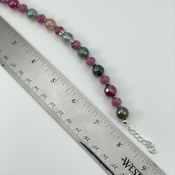 Rainbow Plated Quartz Agate Hematite Stone Beaded Bracelet Artisan Boho New - Picture 5 of 6